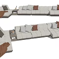 Modern corner sofa multi-person corner sofa pillow 3d model