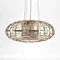 Modern Circular Chandelier With Geometric Grid Design And Warm Metallic Frame 3d model