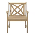 Wooden Leisure Chair With Armrests Crossed Back And Slatted Seat Design