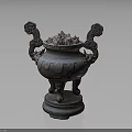 Ancient Chinese Bronze Censer With Three Legs Dragon Ears And Intricate Carvings