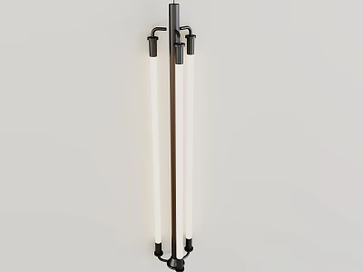 Unique Shaped Pendant Light With Modern Metal Frame And Vertical Light Tubes 3d model