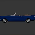 Classic Blue Convertible Car With Open Top And Beige Interior Design 3d model