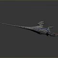 Realistic Velociraptor Dinosaur Model With Grey Body Blue Stripes And Open Mouth