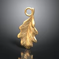 Ornamental Gold Leaf Pendant Featuring Intricate Vein Texture And Top Loop