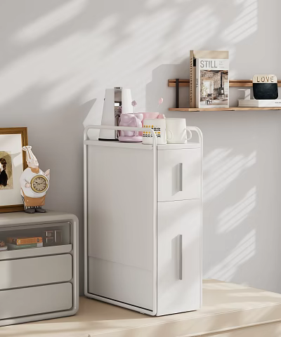White Storage Shelf With Mugs Coffee Maker Wall Shelf Books And LOVE Decor 3d model