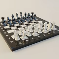 Chess Game Set with Black and White Pieces on Classic Checkerboard with Letter Number Coordinates