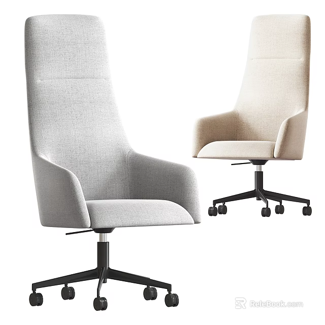 Modern Gray And Beige Fabric Office Chair With Rolling Wheels And Comfortable Design 3d model 