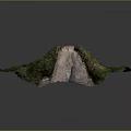 Mountain Top Building With Stone Path And Green Vegetation On Rocky Landscape Model