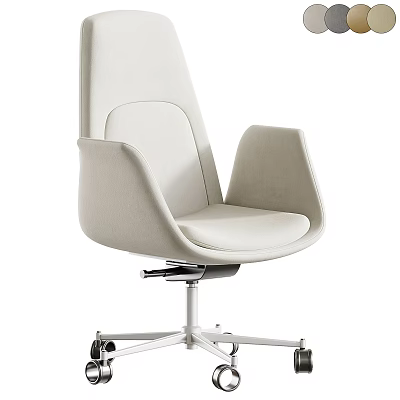 Beige Modern Office Chair with Ergonomic Design Armrests and Swivel Base on Wheels 3d model