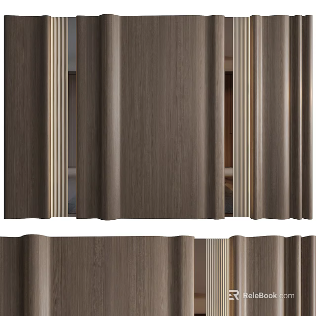 Modern Wooden Background Wall Panel With Vertical Stripe And Natural Wood Texture 3d model 
