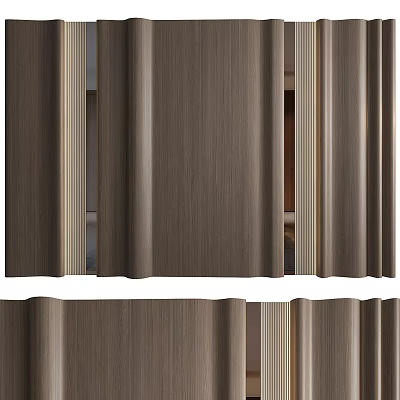 Modern Wooden Background Wall Panel With Vertical Stripe And Natural Wood Texture 3d model