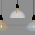 Modern Three Glass Pendant Lights with Black Gold Accents and Transparent Brown Shades