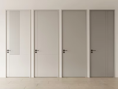 Modern Minimalist Hinged Doors With Different Panel Designs And Light Color Options For Home Interior 3d model