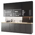 Modern Cafe Interior With Glass Display Cabinets Marble Countertop And Coffee Utensils