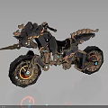Intricate Futuristic Motorcycle With Decorative Metallic Finish Blue Brown Accents And Detailed Wheels