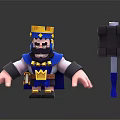 King Character with Golden Crown and Blue Cape Holding Large Hammer with Blue Gold Accents