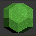 Green Polyhedral Plant With Textured Surface On Black Reflective Background