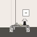 Middle ancient style tea table ornaments combination 3d model