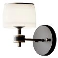 Modern Wall Lamp With White Frosted Glass Shade And Black Metal Base