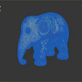 Decorative Elephant Figurine With Colorful Hand Painted Sun Giraffe Umbrella And House Patterns