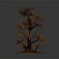 Decorative Model Tree with Brown Trunk Orange Leaves and Yellow Ground Base