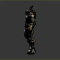 Sci Fi Game Movie Character With Armored Body Horned Head And Metallic Texture Design