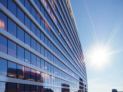 Aerial Planning of Modern Urban Buildings With Glass Curtain Walls Under Bright Sunlight 3d model