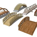 Various Wooden Bridge Models With Different Design Styles And Arch Structures 3d model