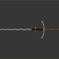 Detailed Medieval Sword Featuring Wavy Blade Wooden Hilt And Metal Crossguard