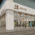 Modern Clothing Store Interior With Clothes on Racks Mannequin in Dress Plants and Display Counter