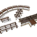 Various Wooden Pergola Designs With Curved And Rectangular Shapes Supporting Columns 3d model