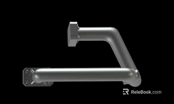 Industrial Metal Bent Pipe Component Featuring Flange Connection And Durable Design 3d model 