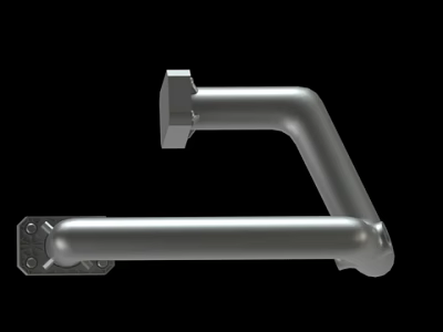 Industrial Metal Bent Pipe Component Featuring Flange Connection And Durable Design 3d model