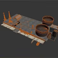 Industrial Building Design Featuring Large Circular Storage Tanks Metal Platform And Railings