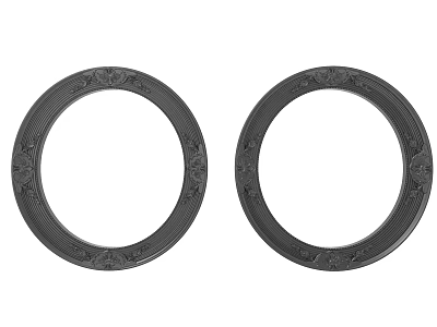 Elegant Black Carved Circular Rings With Detailed Intricate Decorative Patterns 3d model