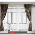 Modern Double Layer Curtains With Brown Tie Back Drapes And White Sheer For Large Window