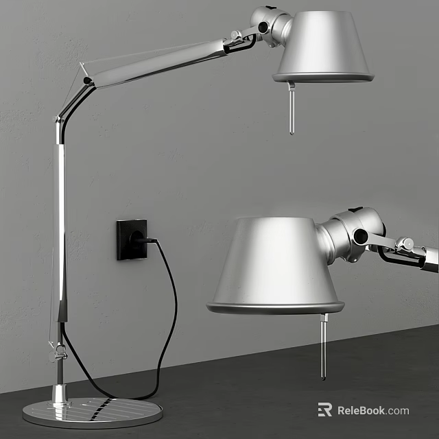 Modern Metal Desk Lamps With Adjustable Arms And Cone Shades For Home Office 3d model 