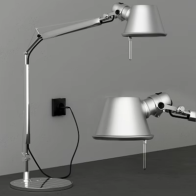 Modern Metal Desk Lamps With Adjustable Arms And Cone Shades For Home Office 3d model