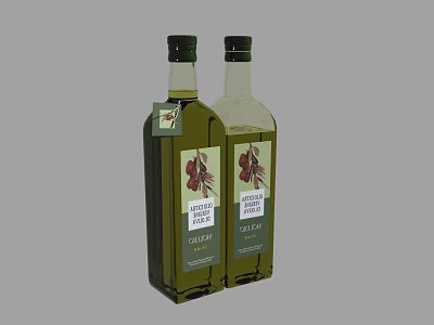 Premium Extra Virgin Olive Oil Bottles With Polive Label And Green Glass Design 3d model