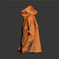 Bright Orange Hooded Jacket With Front Pockets For Casual Outdoor Use 3d model