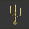 Elegant Classic Candelabra With Three White Candles And Metal Shiny Base