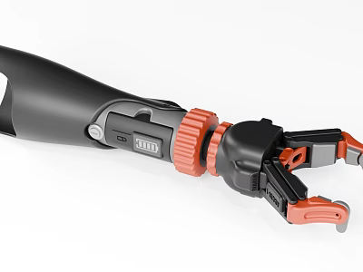 Industrial Mechanical Arm With Black Red Gripper Mechanism And Connection Joints 3d model