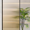 Modern Glass Room Dividers With Textured Patterns And Indoor Plants In Interior Space