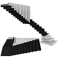 Modern Black And White Staircase Design With Geometric Steps And Railings