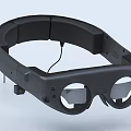 Black Head Mounted VR Computer Device With HD Lenses And Connecting Cable Design 3d model