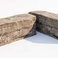 Two Natural Stone Wood Blocks with Rough Surface Texture and Solid Structure