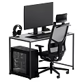 Computer Desk Office Desk and Chair Combination Desk 3d model