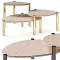 Sleek Modern Functional Table With Round Light Tabletop And Gold Metal Legs 3d model