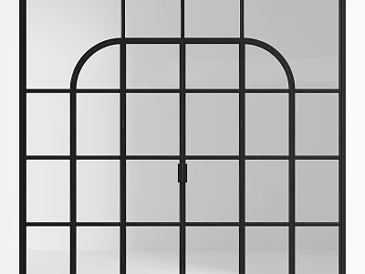 Modern Black Grid Glass Framed Casement Door Design For Interior Spaces 3d model