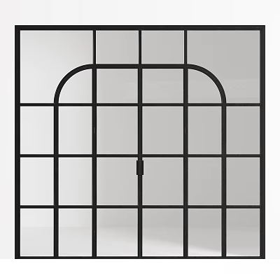 Modern Black Grid Glass Framed Casement Door Design For Interior Spaces 3d model